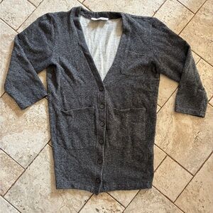 Vintage Norma Kamali Dark Gray Fleece Long Cardigan Sweatshirt